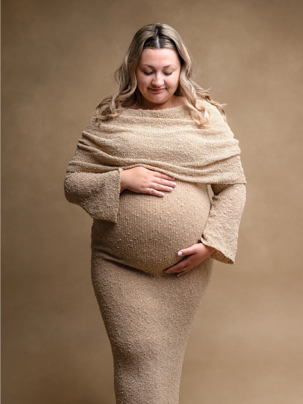 Meshki Strapless Dress in Beige